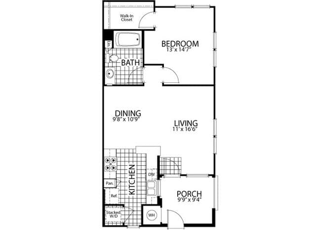 1 Bed • 1 Bath 10-308 floor plan