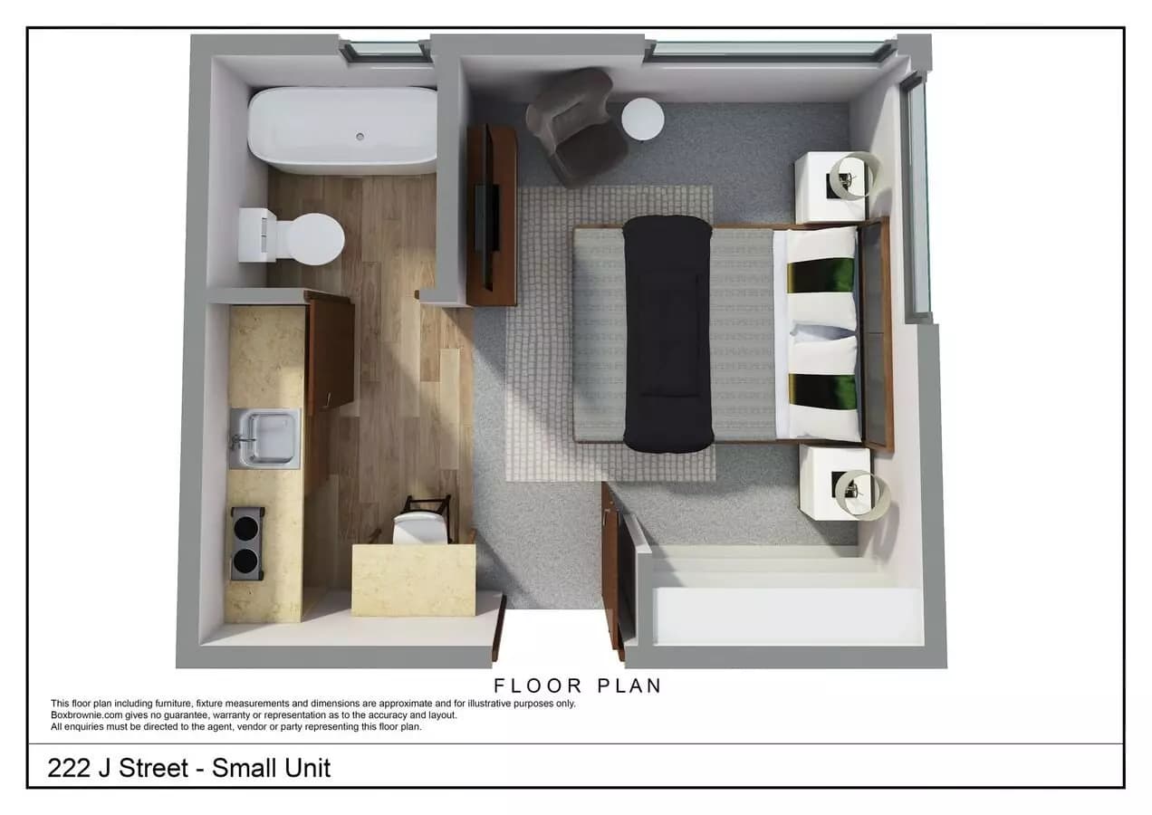 Studio, 1 Bath Model 240 floor plan
