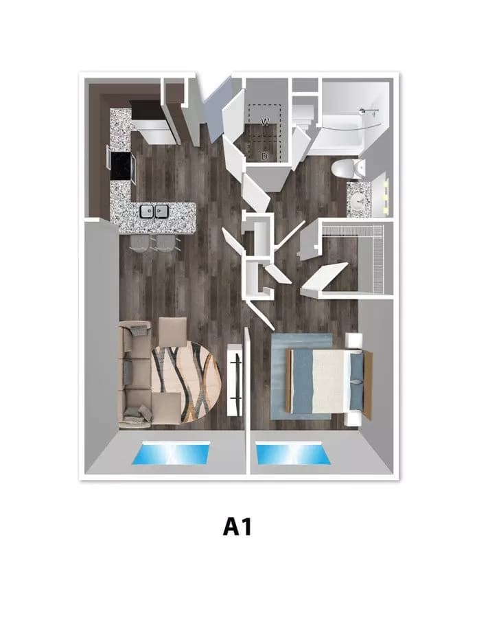 1 Bed • 1 Bath 6108 floor plan