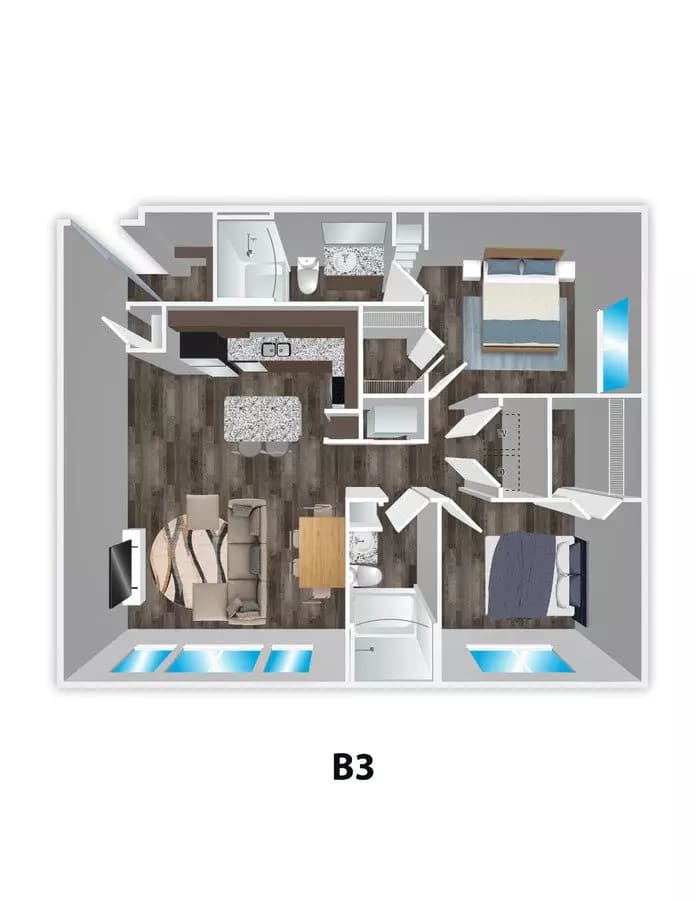 2 Beds • 2 Bath 5301 floor plan