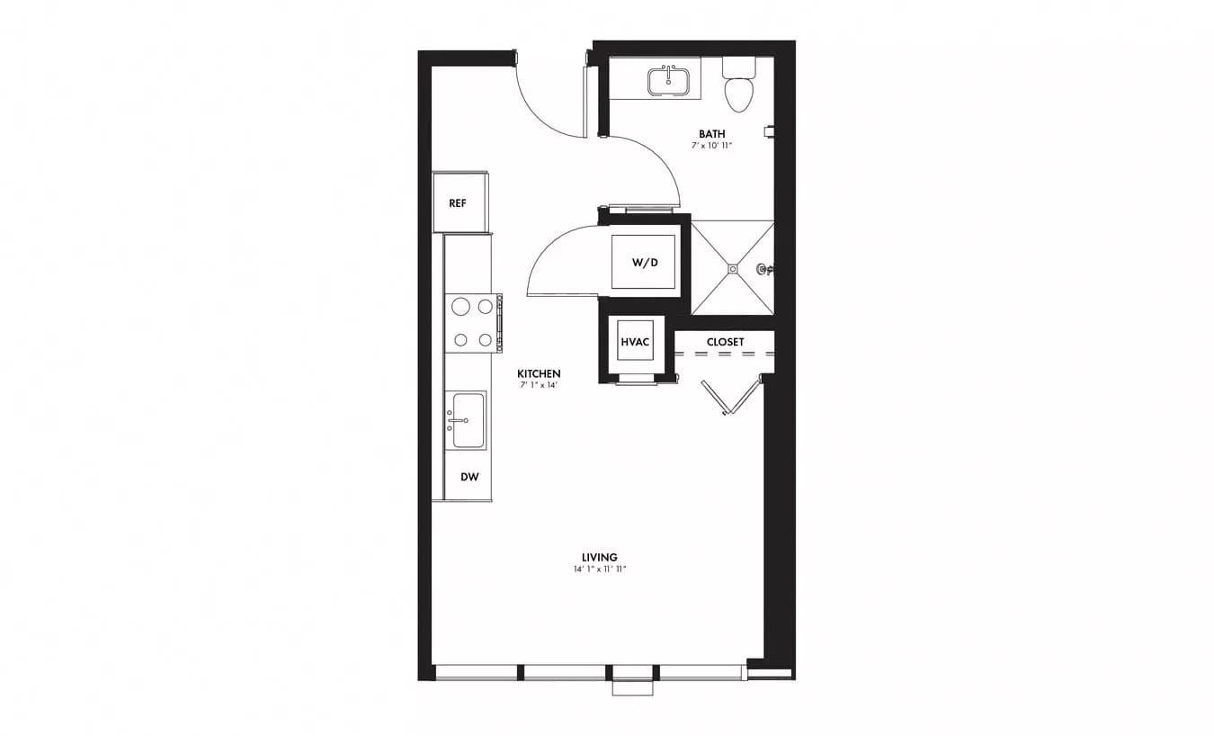 Studio • 1 Bath 906 floor plan