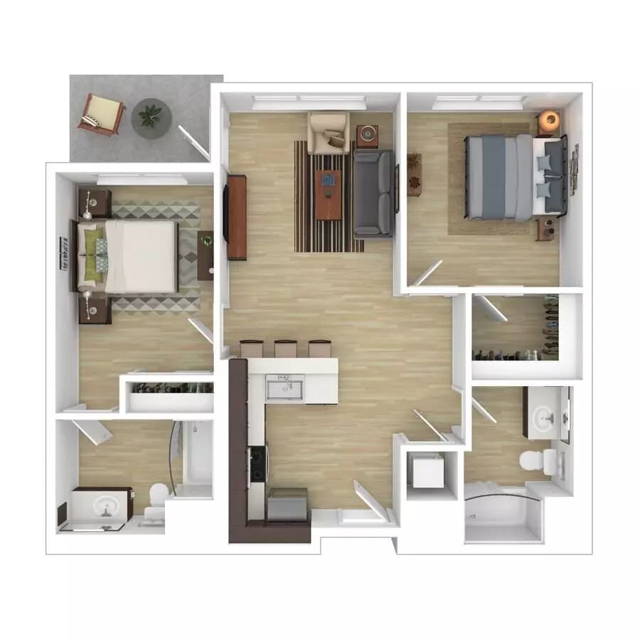2 Beds • 2 Bath 311 floor plan