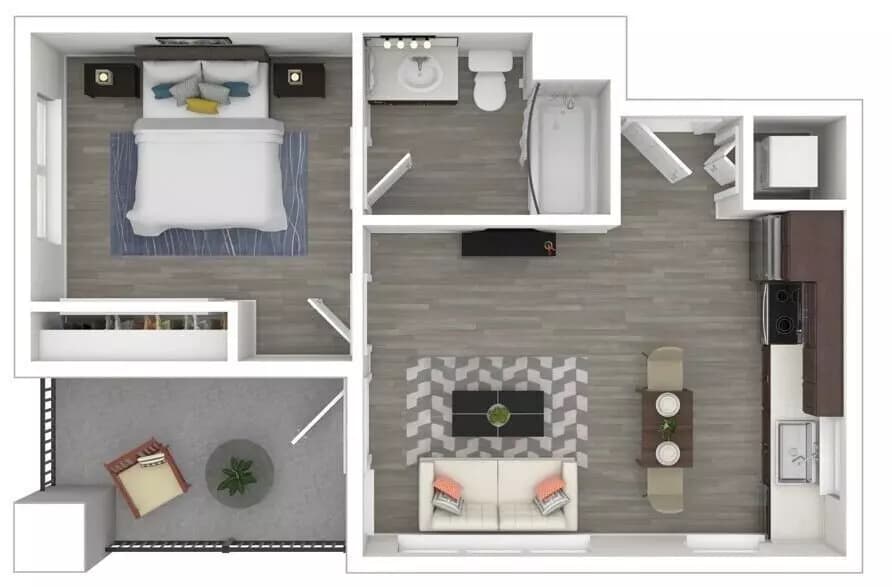 1 Bed • 1 Bath 501 floor plan