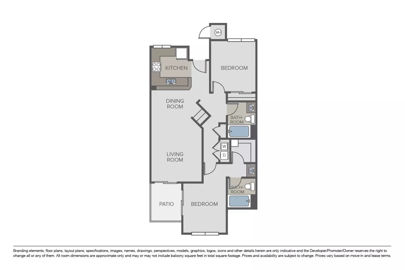 2 Beds • 2 Bath
3D Tour H301 floor plan