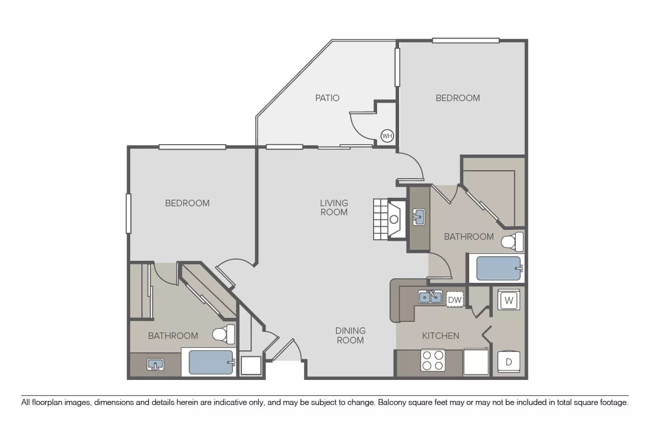 2 Beds • 2 Bath
3D Tour 302 floor plan