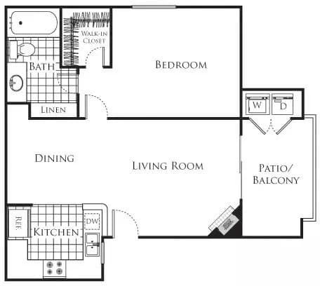 1 Bed • 1 Bath 180 floor plan