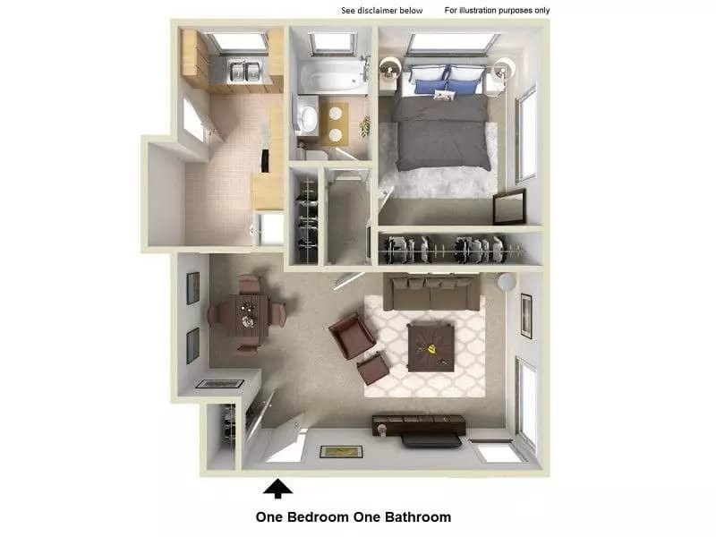 1 Bed • 1 Bath floor plan