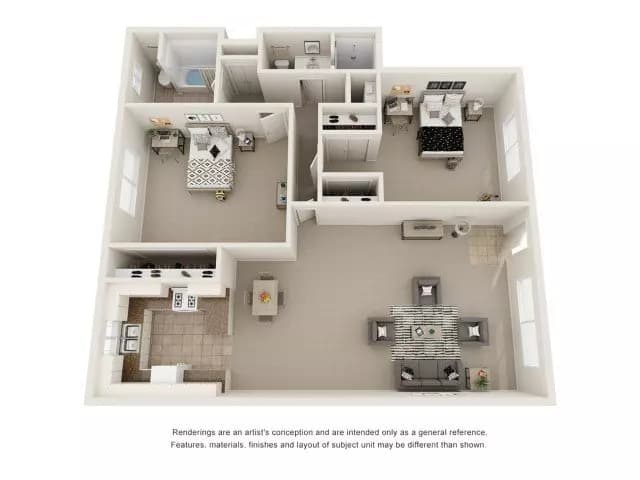 2 Beds • 2 Bath floor plan