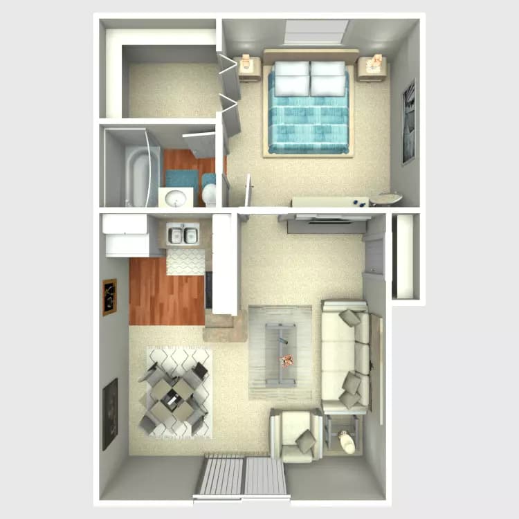 1BR/1BA 170 floor plan