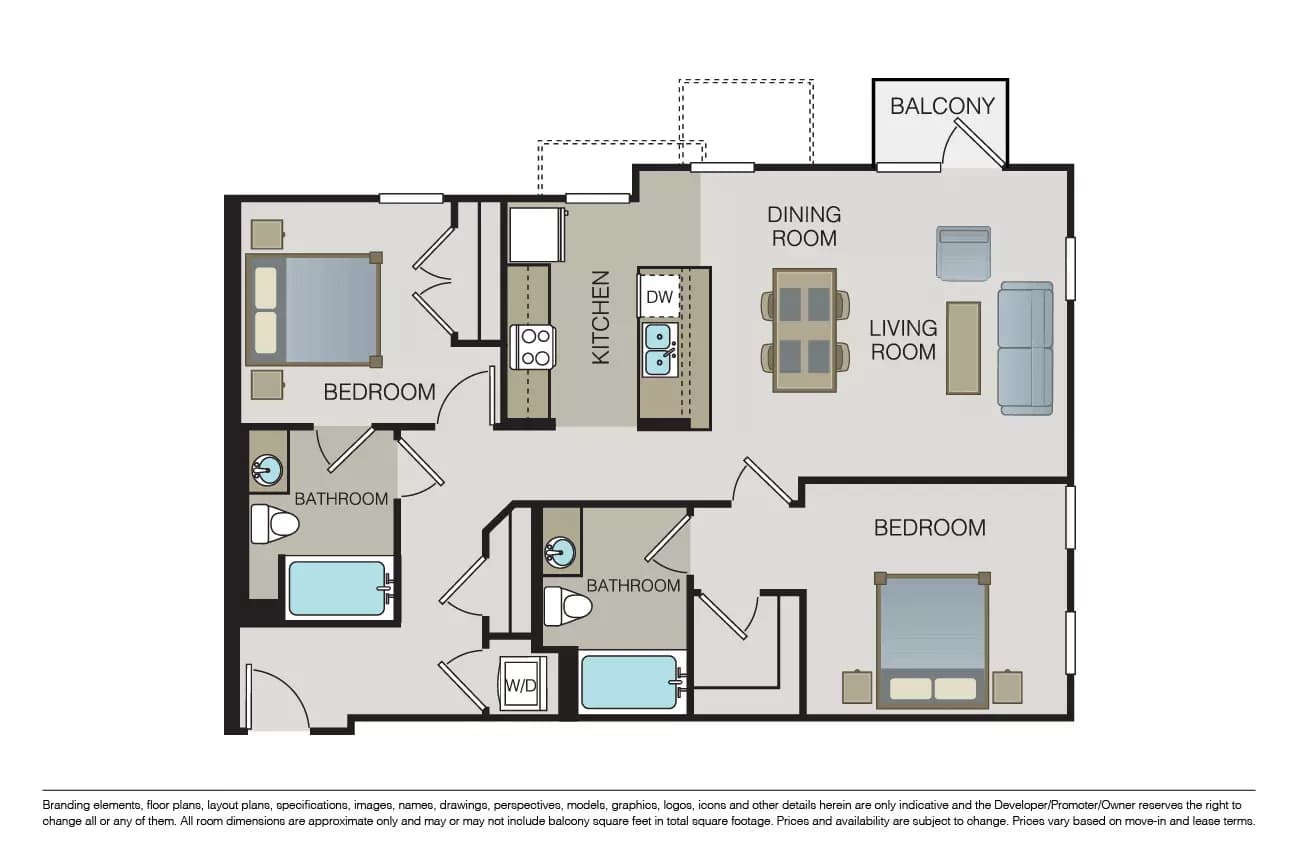 2 Beds • 2 Bath
3D Tour 309 floor plan