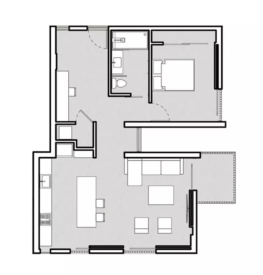 1 Bed • 1 Bath 505 floor plan