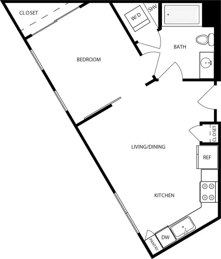 1 Bed • 1 Bath 335 floor plan