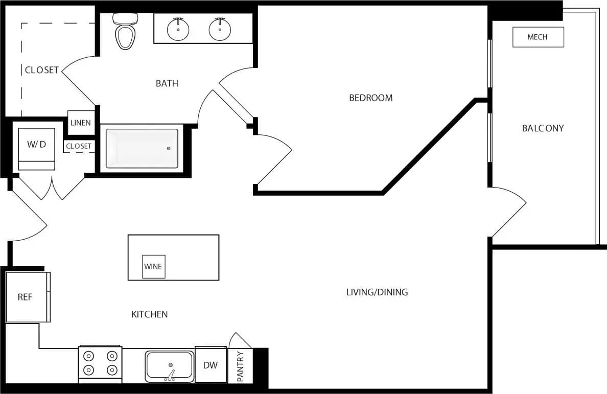 1 Bed • 1 Bath 253 floor plan