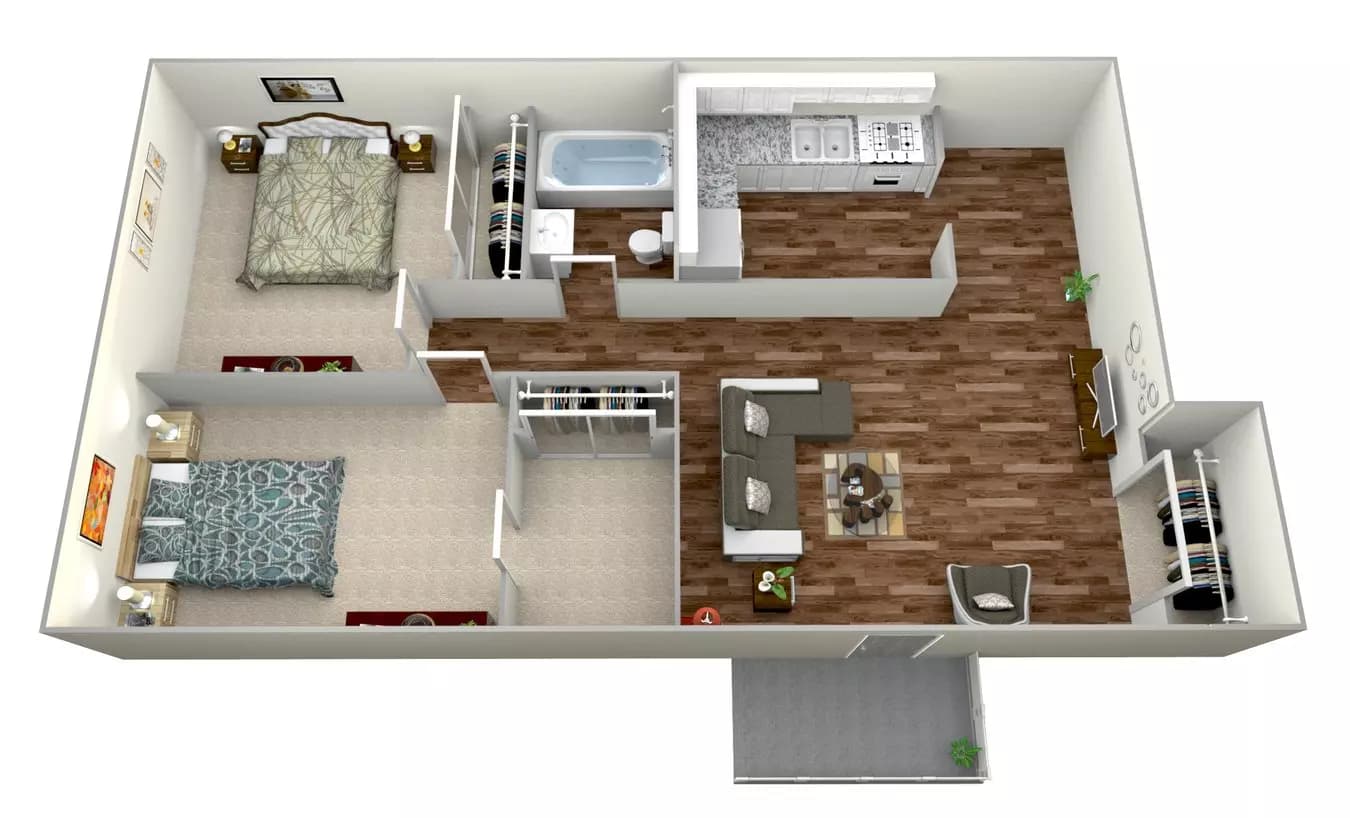2 Beds • 1 Bath WAIT21 floor plan