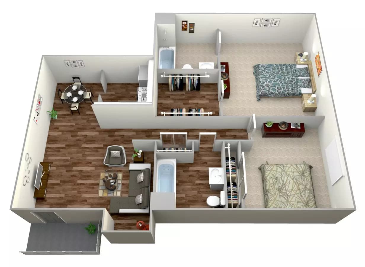 2 Beds • 2 Bath WAIT22 floor plan