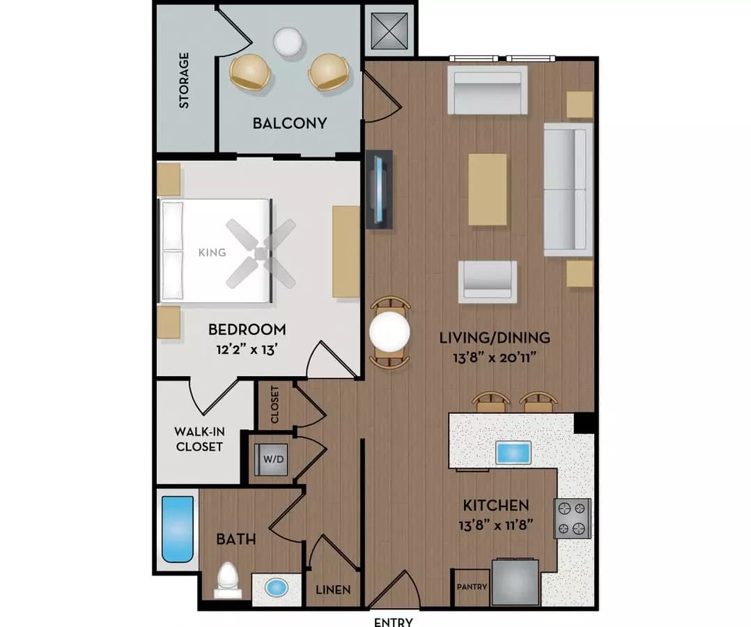 1 Bed • 1 Bath 118 floor plan