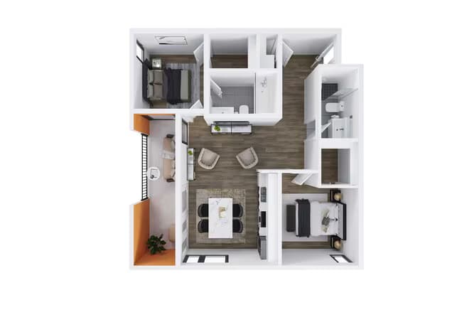 2 Beds • 2 Bath 401 floor plan