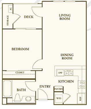 1 Bed • 1 Bath 6120 floor plan