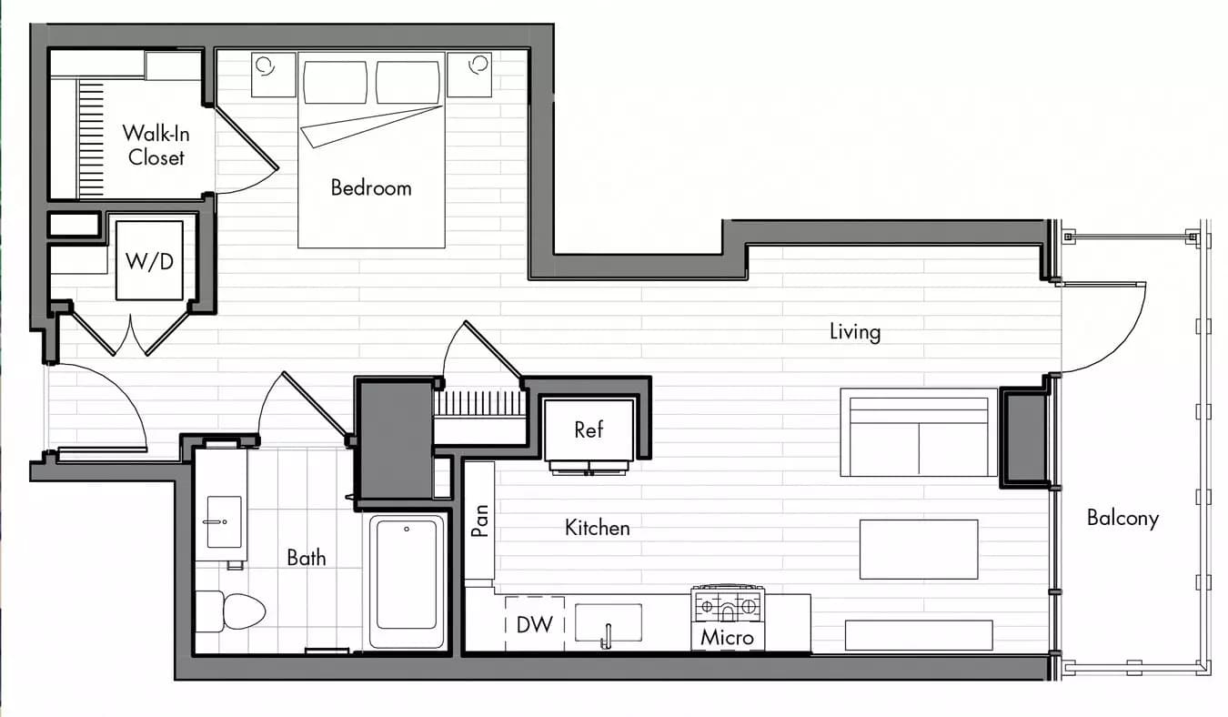 Studio • 1 Bath 0607 floor plan