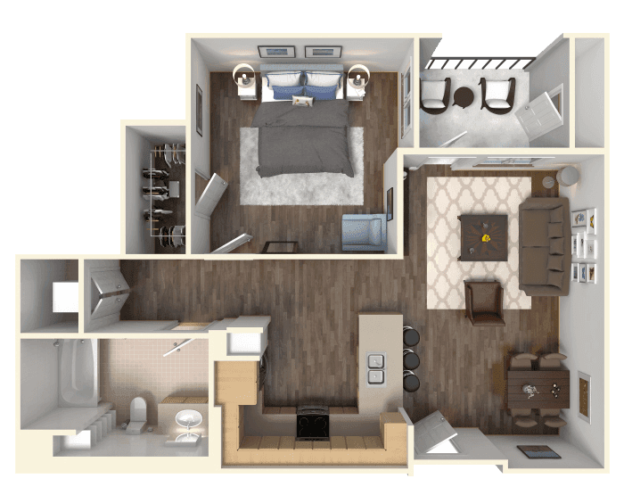 1 Bed • 1 Bath A7 floor plan