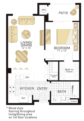 1 Bed • 1 Bath Balboa floor plan