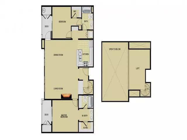 2 Beds • 2 Bath floor plan