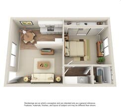 1 Bed • 1 Bath 69 floor plan