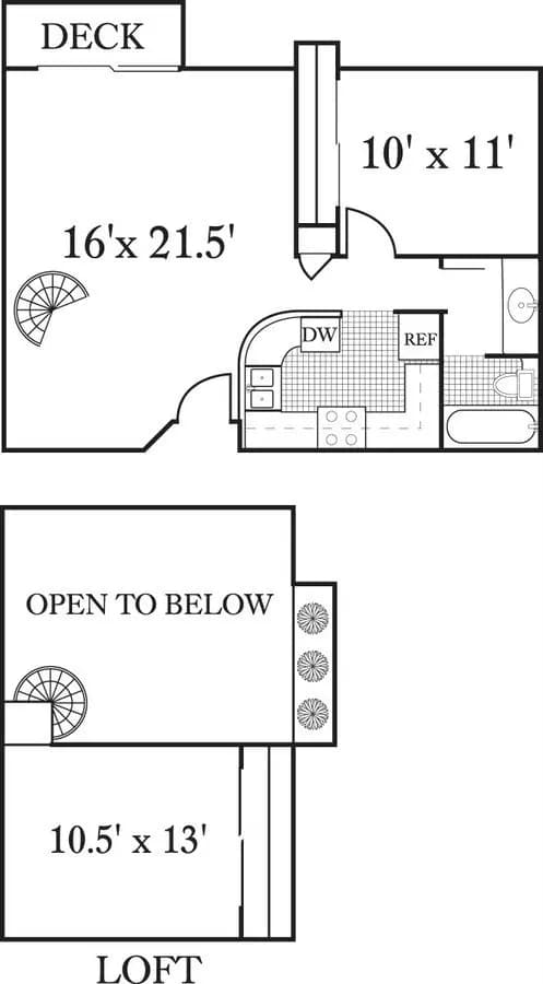 1 Bed • 1 Bath 1313 floor plan