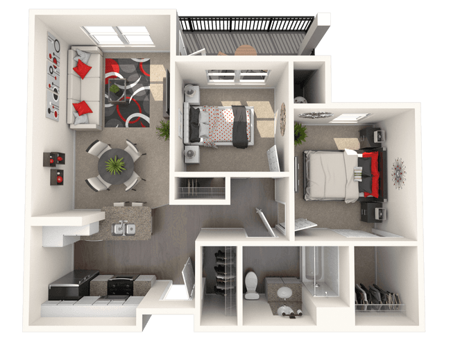 2 Beds • 1 Bath A207 floor plan