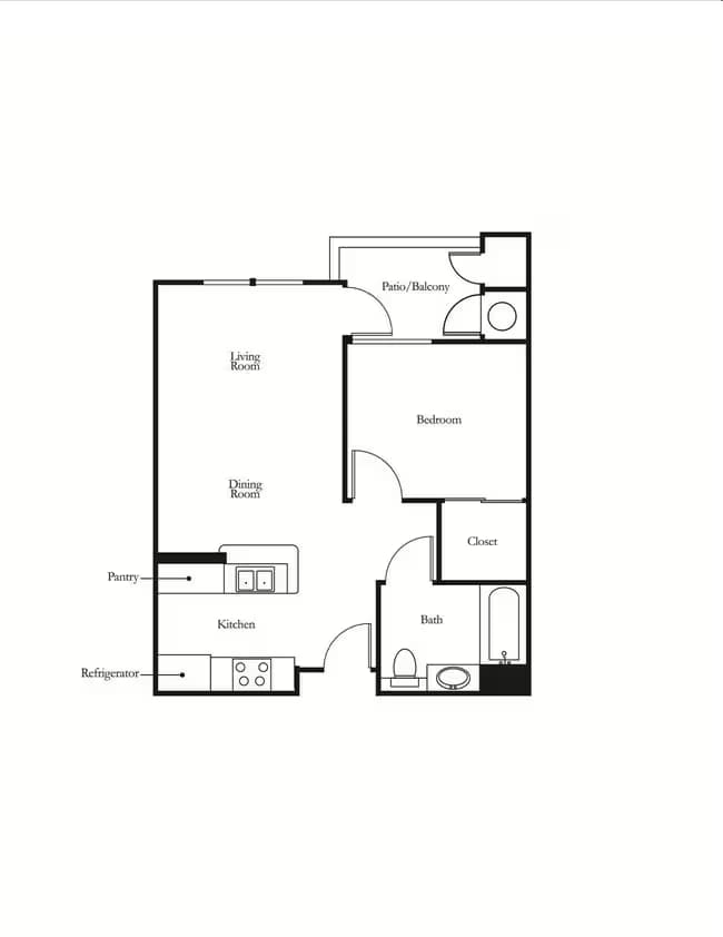 1 Bed • 1 Bath D107 floor plan