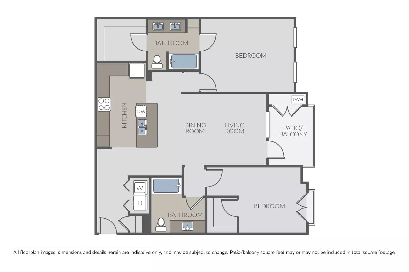 2 Beds • 2 Bath
3D Tour 2-302 floor plan