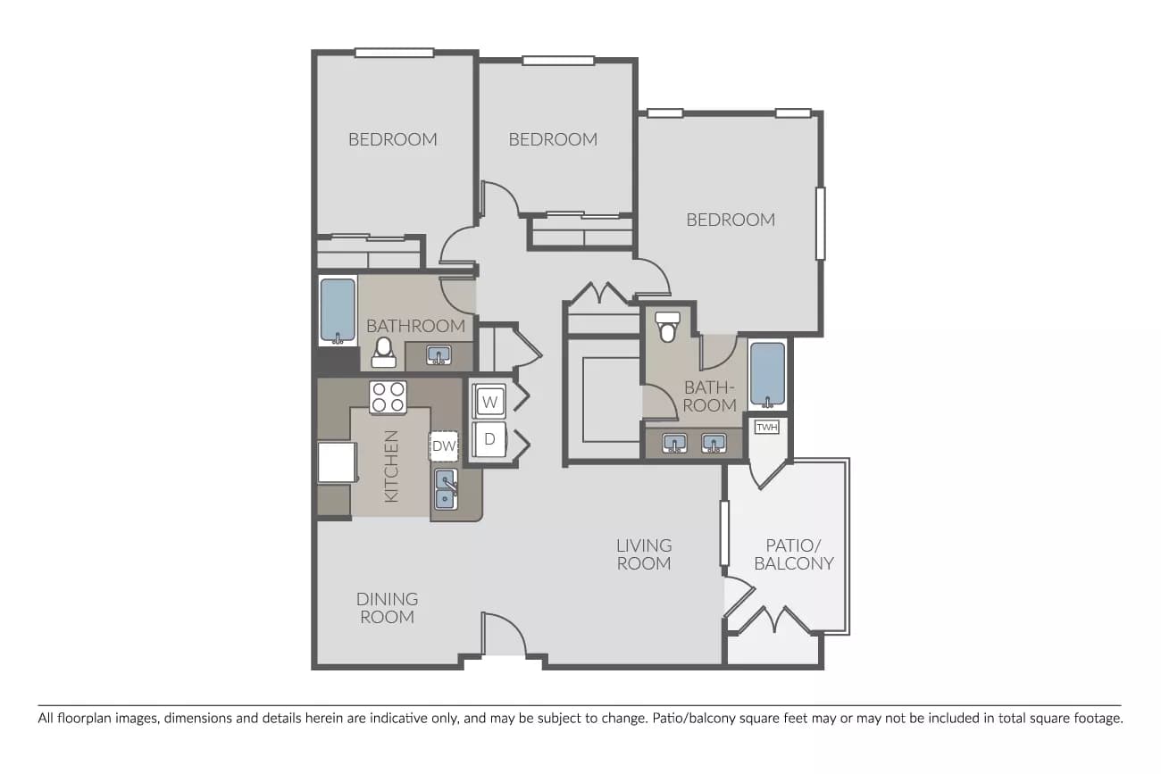 3 Beds • 2 Bath
3D Tour 7-301 floor plan