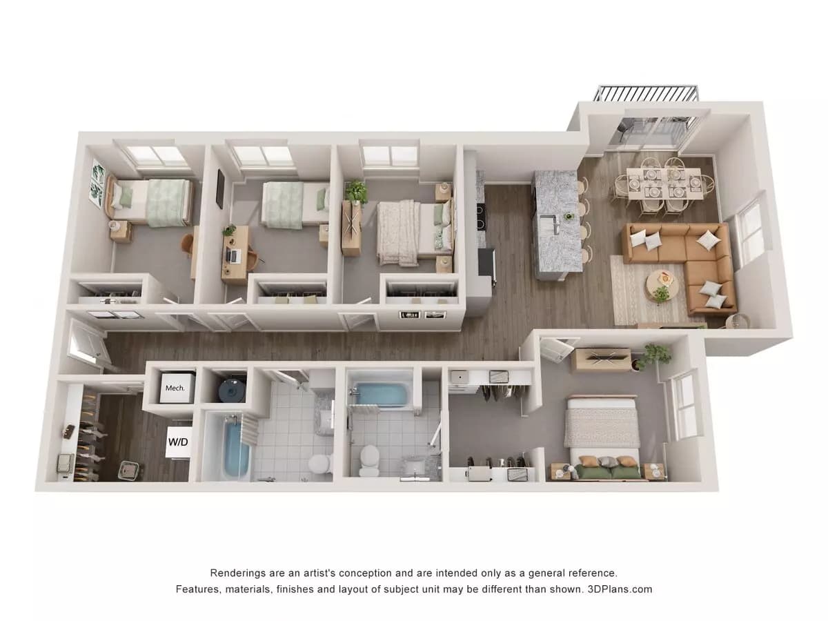 4 Beds • 2 Bath 332 floor plan