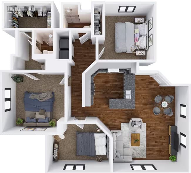 Three Bedroom, Two Bath 2047 floor plan