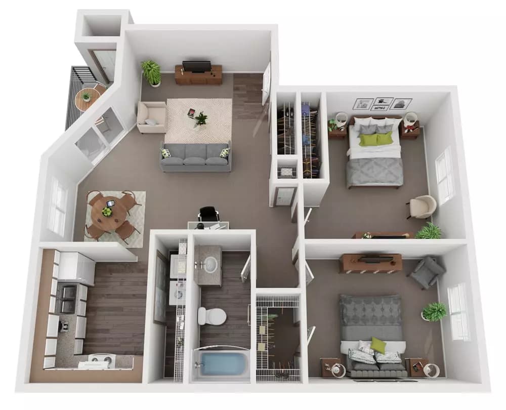2BR/1BA 03-103 floor plan