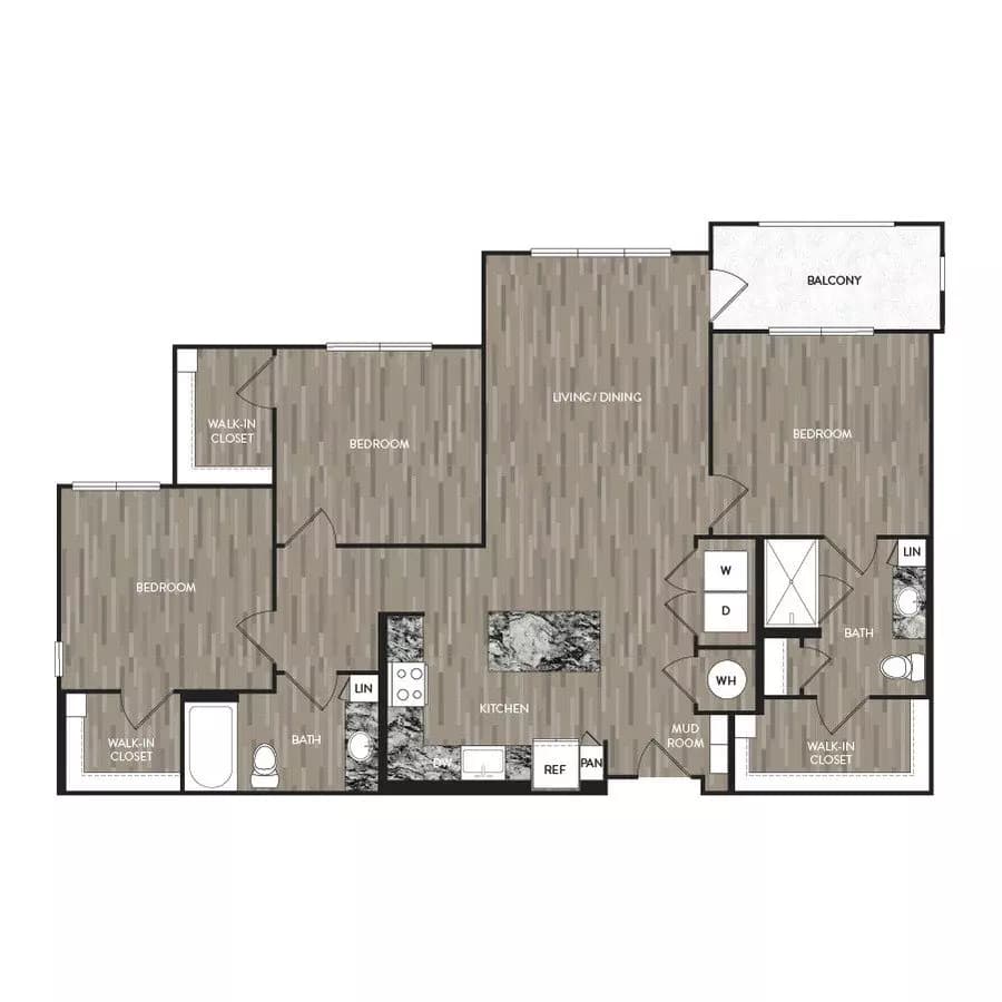 3 Beds • 2 Bath 1022 floor plan