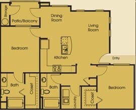 Arabian Two Bedroom Two Bathroom 2013 floor plan