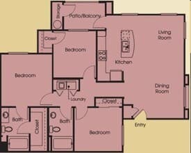 Brandenburg Three Bedroom Two Bathroom 1068 floor plan