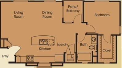 Caspian One Bedroom 3010 floor plan