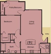 1 Bed • 1 Bath 2055 floor plan