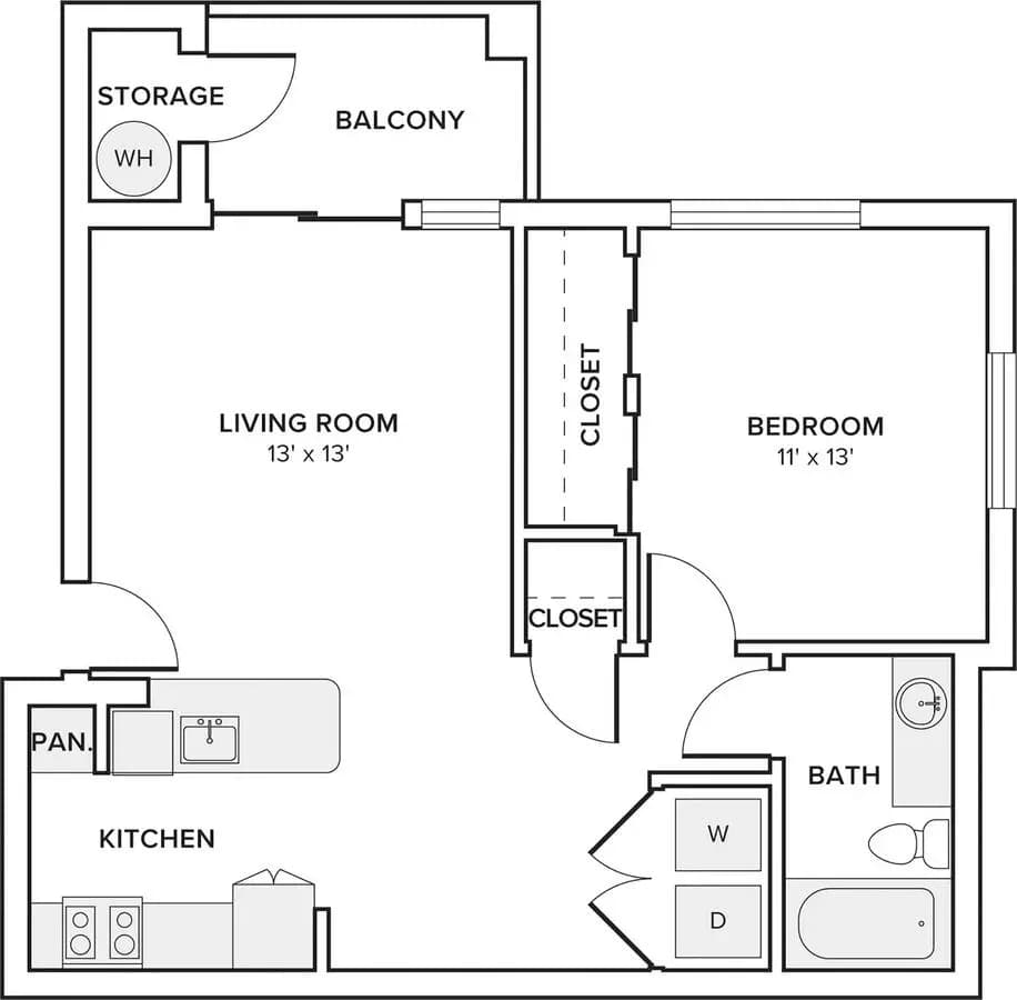 1 Bed • 1 Bath F104 floor plan