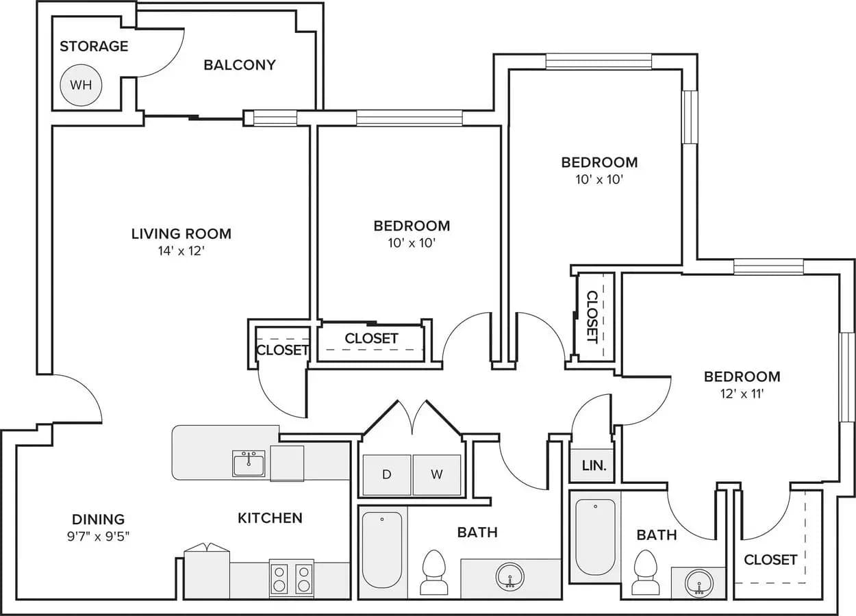 3 Beds • 2 Bath L306 floor plan