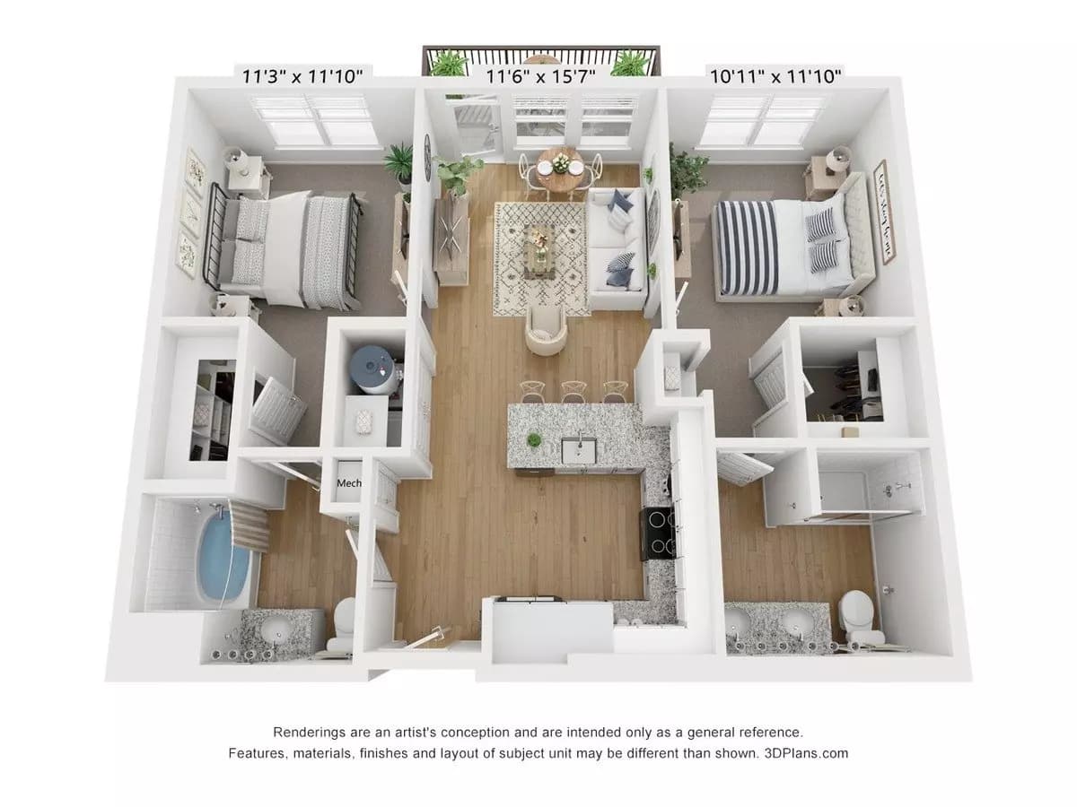 2 Beds • 2 Bath 7110 floor plan
