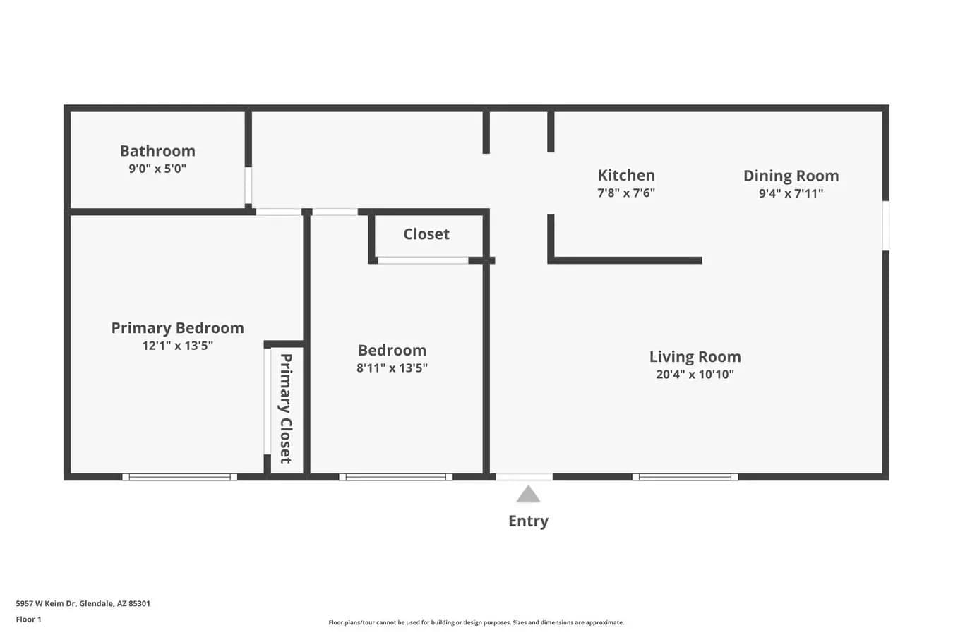 1 Bed • 1 Bath floor plan