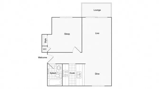 1 Bed • 1 Bath S-01-01 floor plan