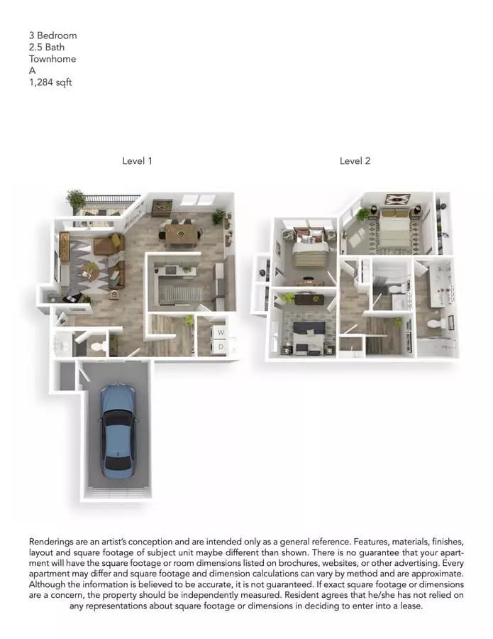 3 Beds • 2 Bath Q0101 floor plan