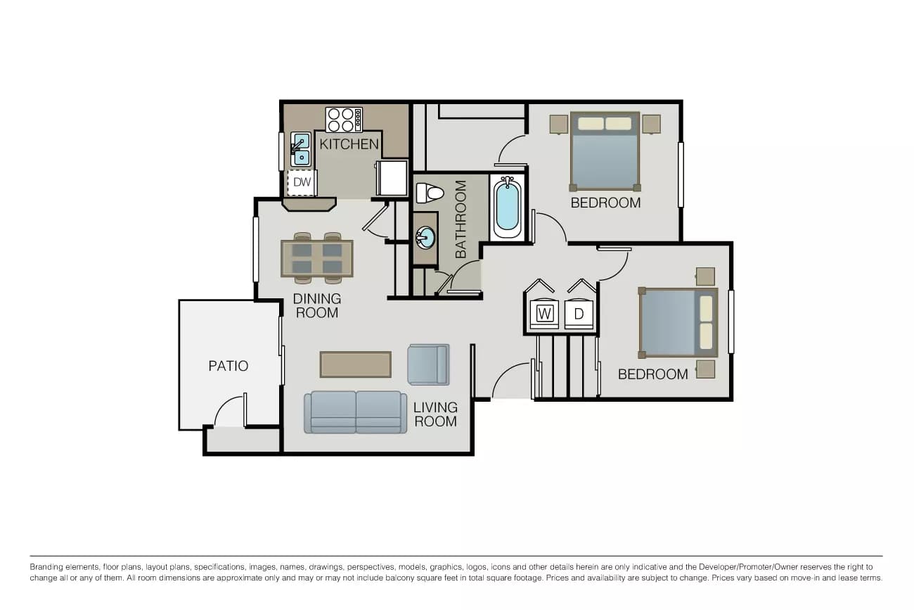 2 Beds • 1 Bath
3D Tour 01J1011 floor plan