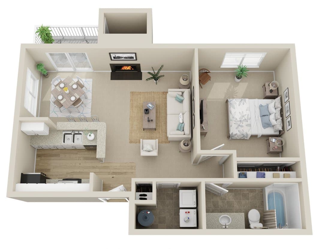1 Bed • 1 Bath F202 floor plan