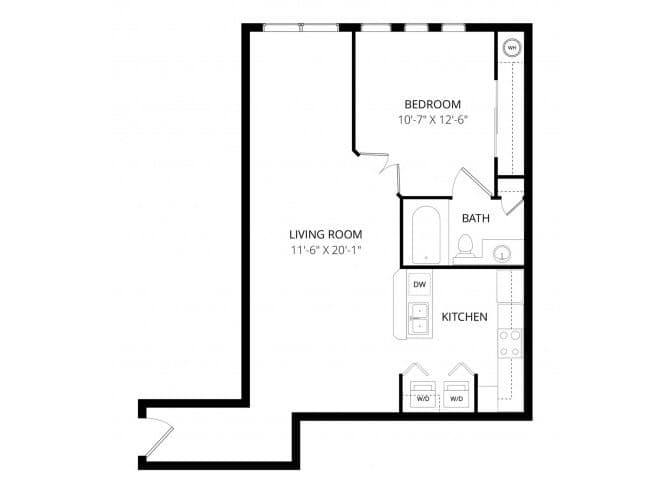 1 Bed • 1 Bath 3081 floor plan
