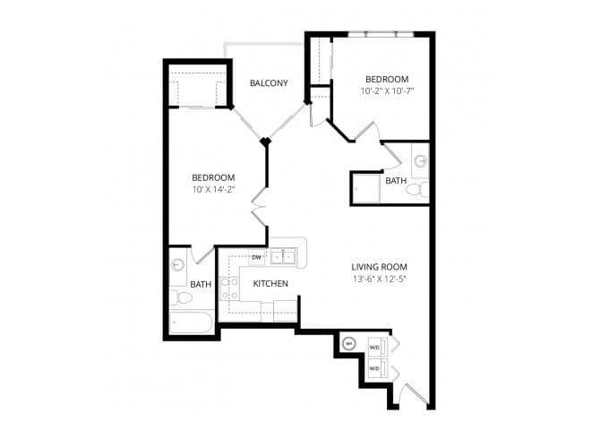 2 Beds • 2 Bath 2071 floor plan